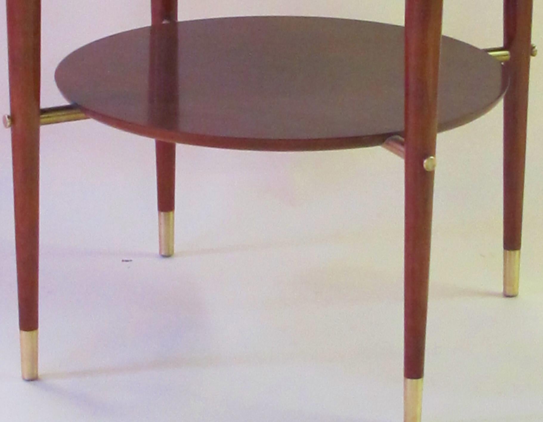Mid-Century Modern Stylish Italian Midcentury Circular Side Table with Glass Top and Brass Fittings