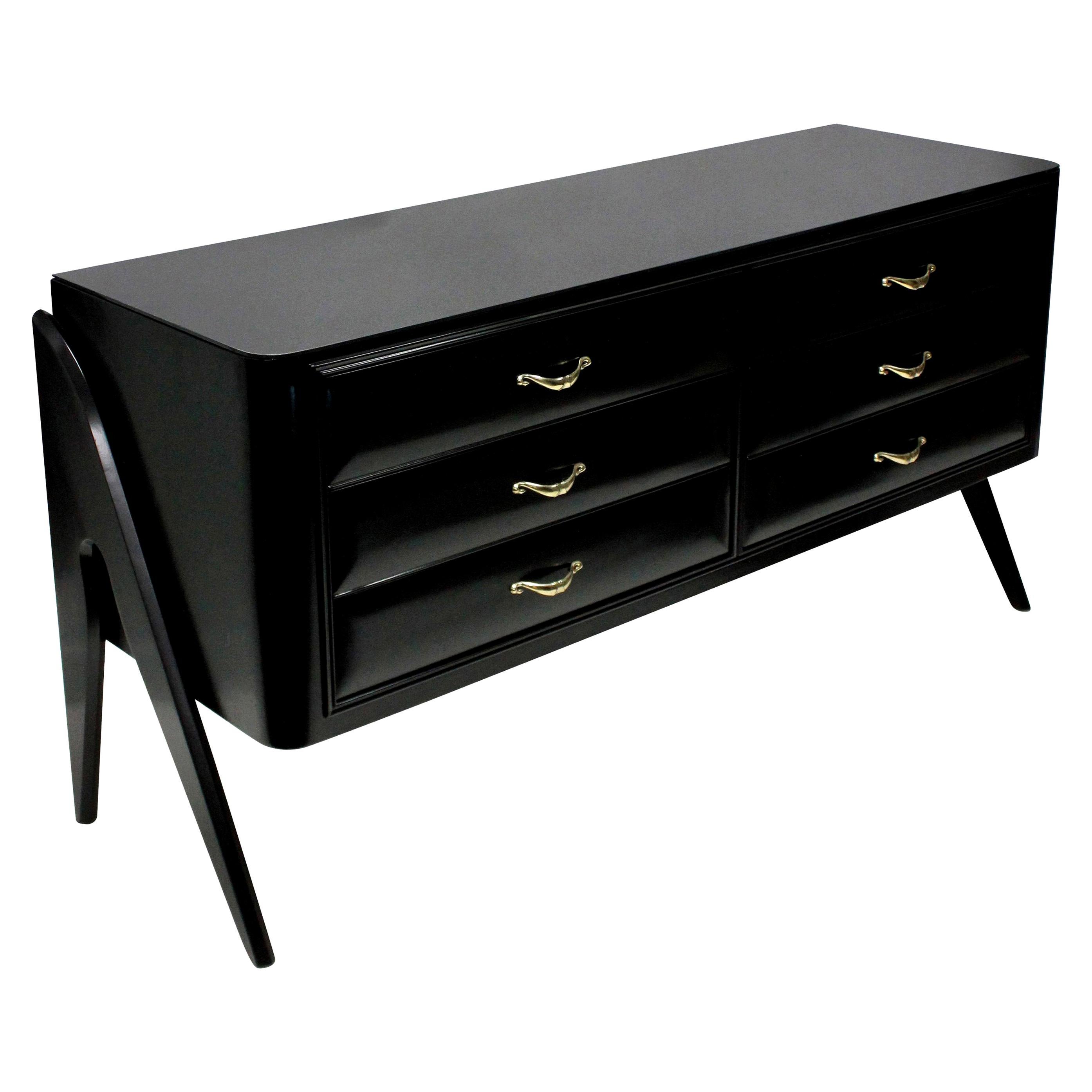 Stylish Italian Midcentury Ebonized Credenza