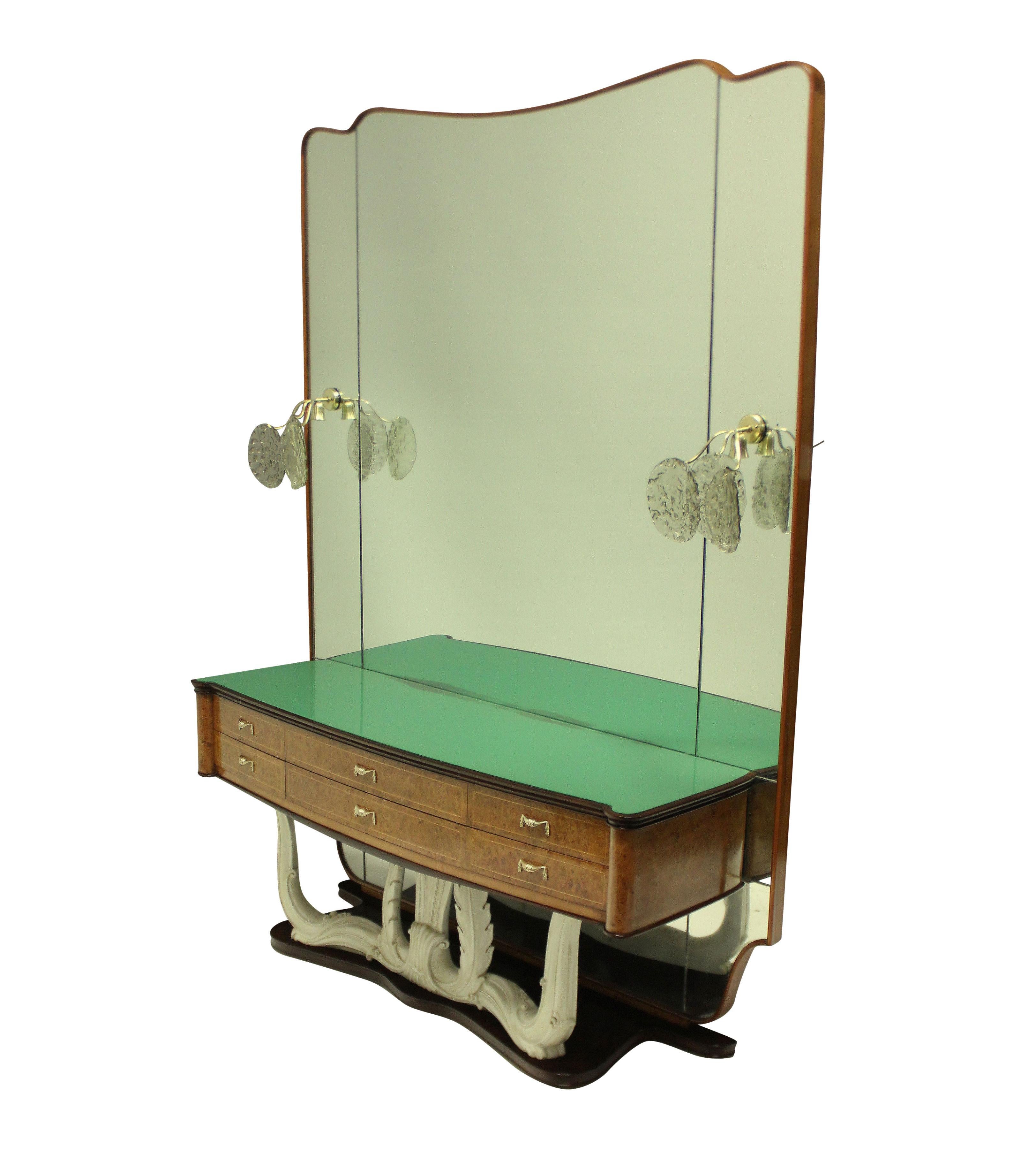Stylish Italian Midcentury Hall Console with Mirror In Good Condition In London, GB