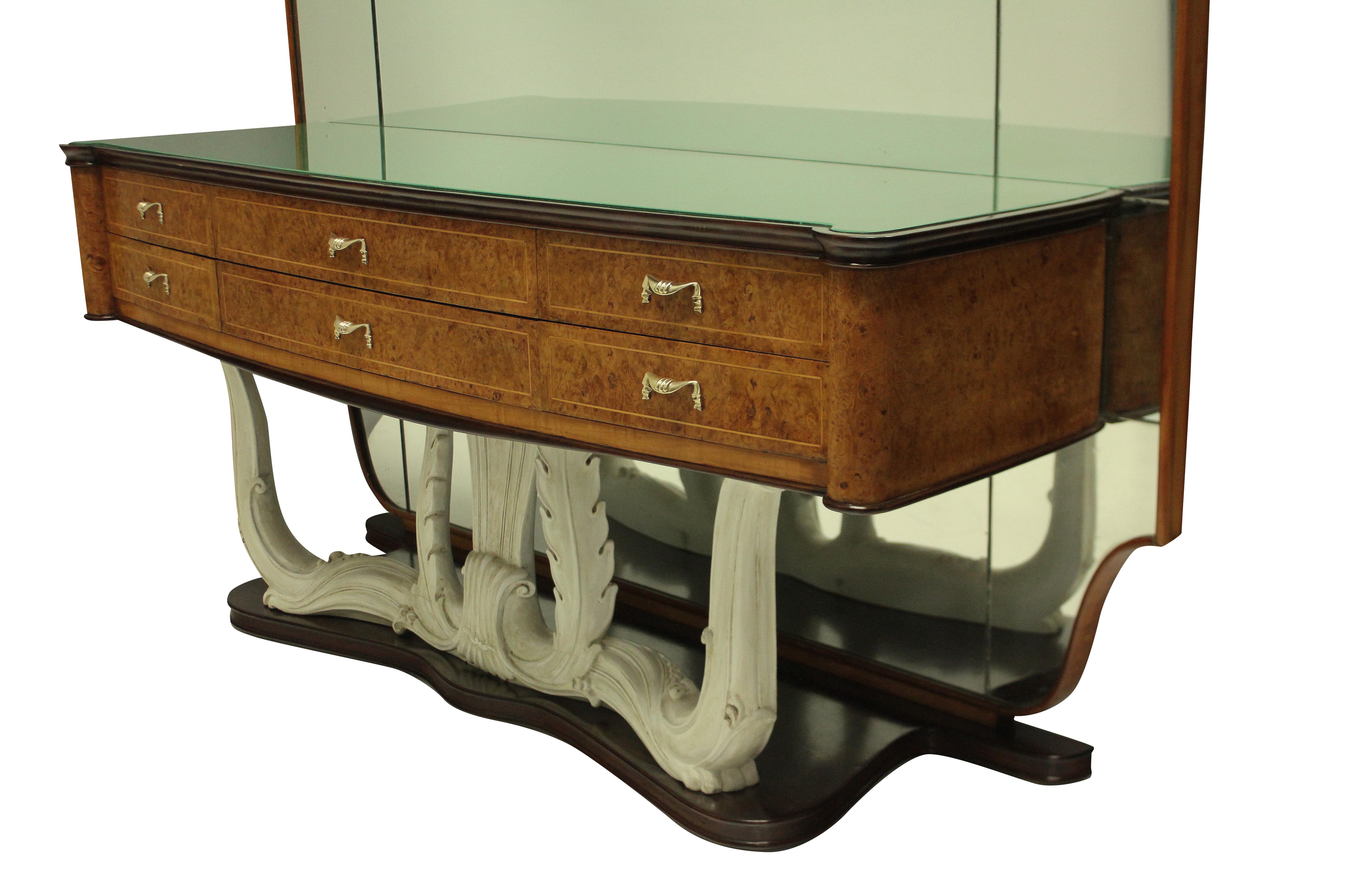 Stylish Italian Midcentury Hall Console with Mirror 1