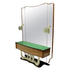 Stylish Italian Midcentury Hall Console with Mirror