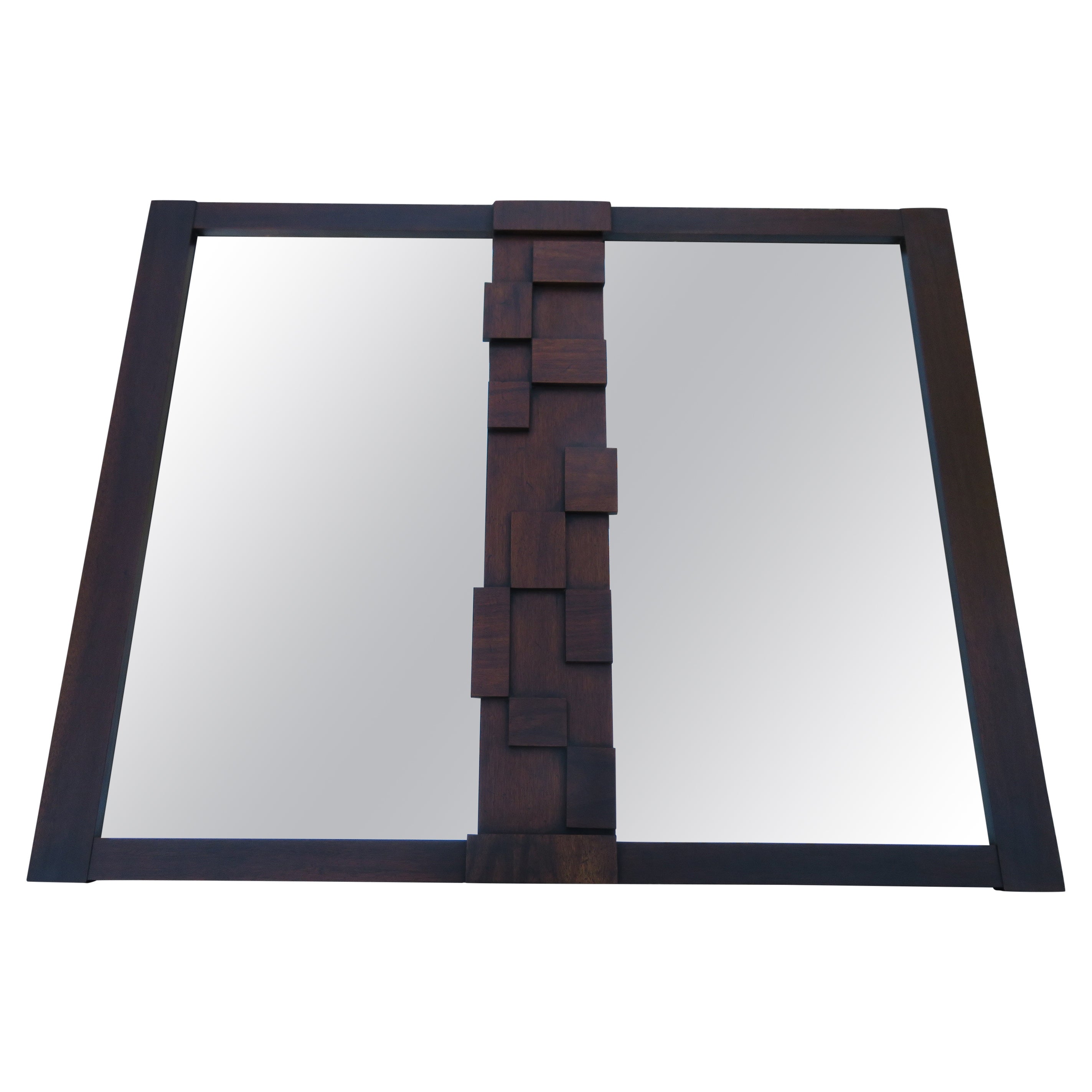 Stylish Lane Staccato Brutalist Mid Century Walnut Mirror Mid-Century Modern