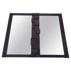 Stylish Lane Staccato Brutalist Mid Century Walnut Mirror Mid-Century Modern