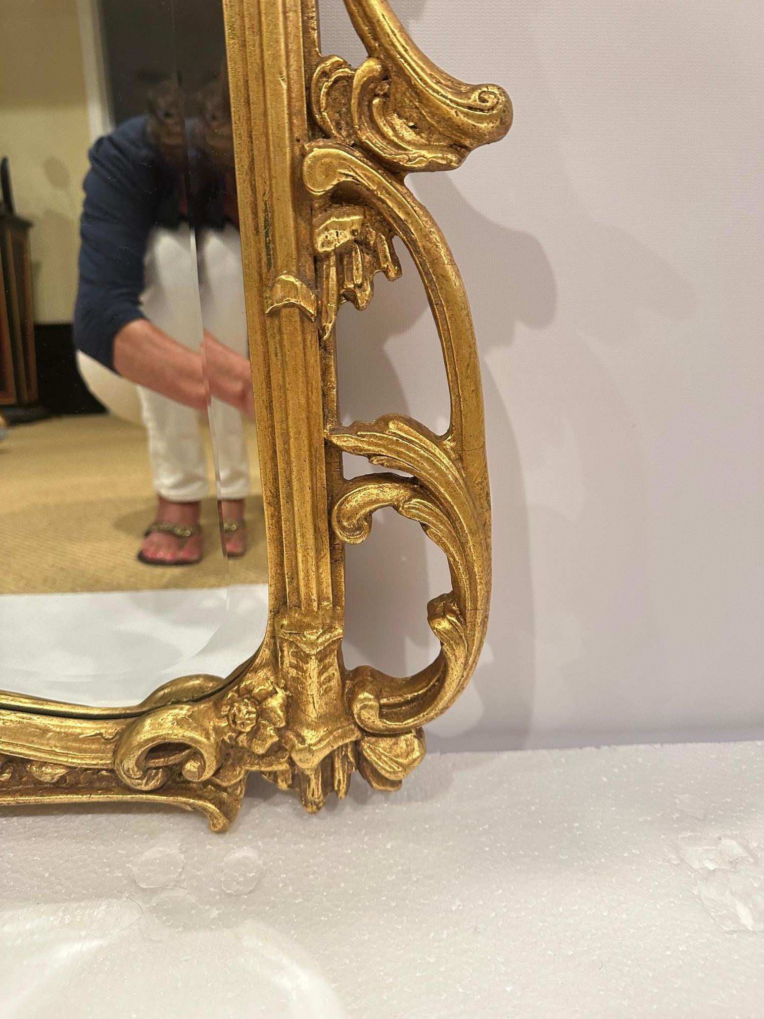 American Stylish Large Gilded Asian Style Mirror with Birds For Sale