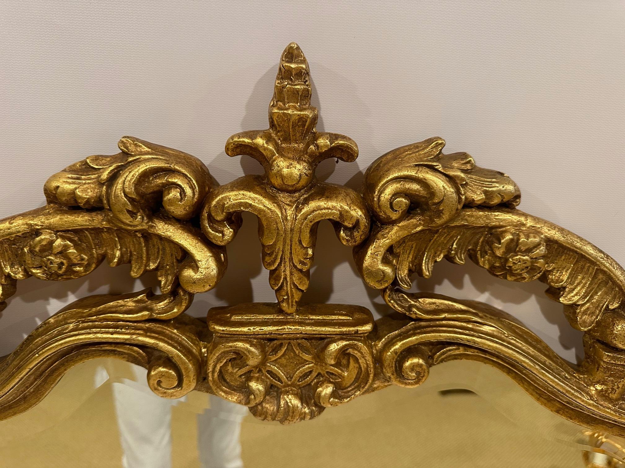 Stylish Large Gilded Asian Style Mirror with Birds In Good Condition For Sale In Hopewell, NJ