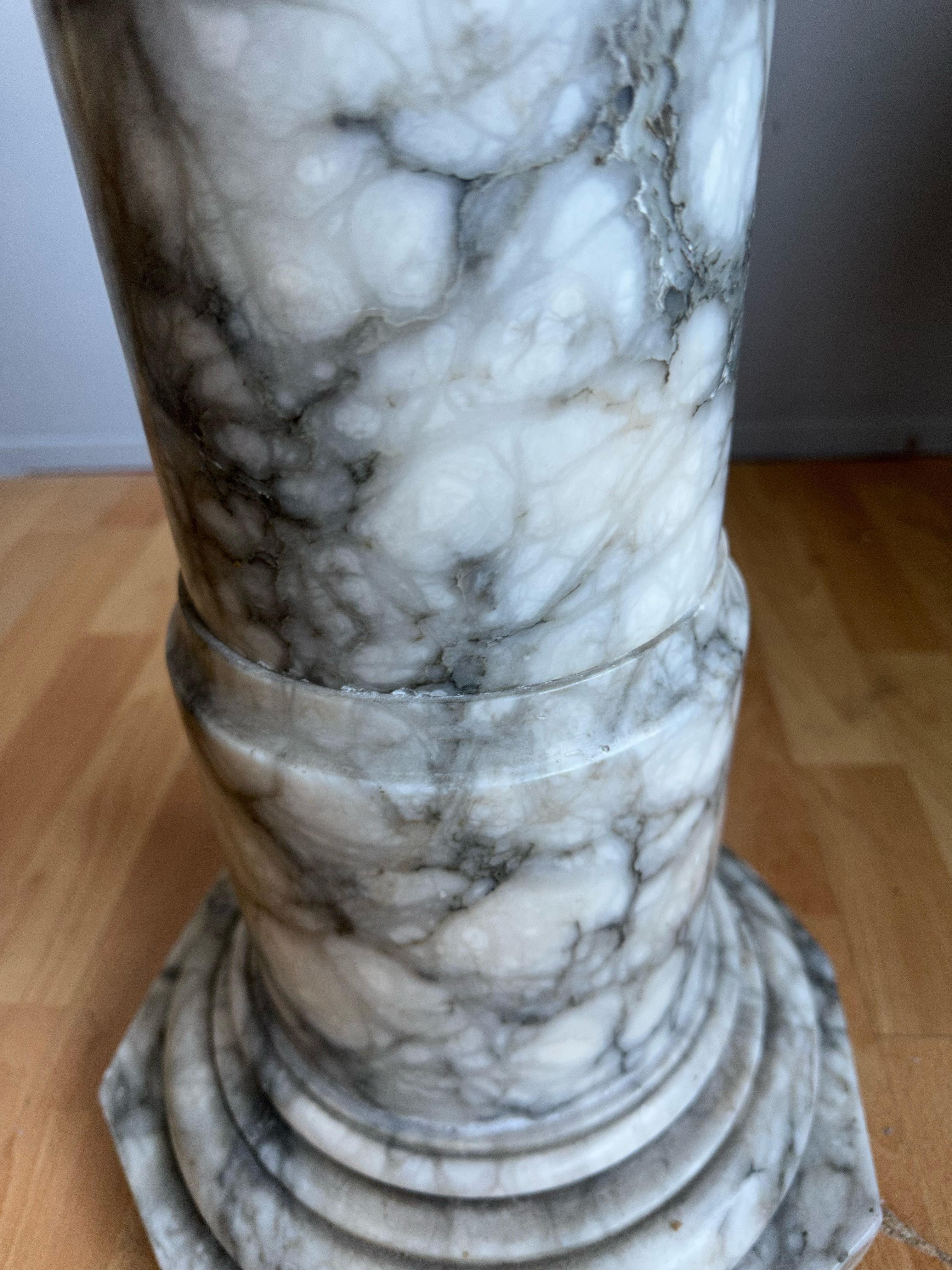 Stylish, Late 1800s Handmade Italian, Alabaster Column Pedestal or Plant Stand For Sale 3