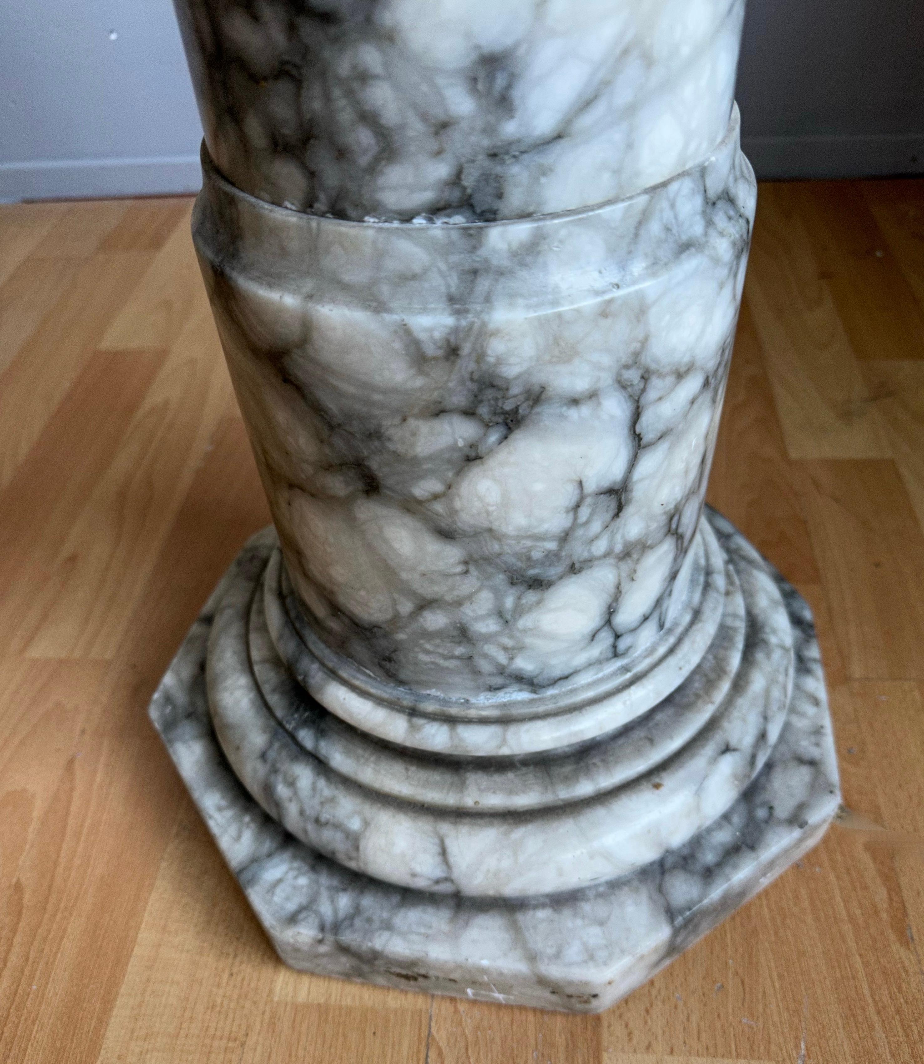 Stylish, Late 1800s Handmade Italian, Alabaster Column Pedestal or Plant Stand For Sale 4