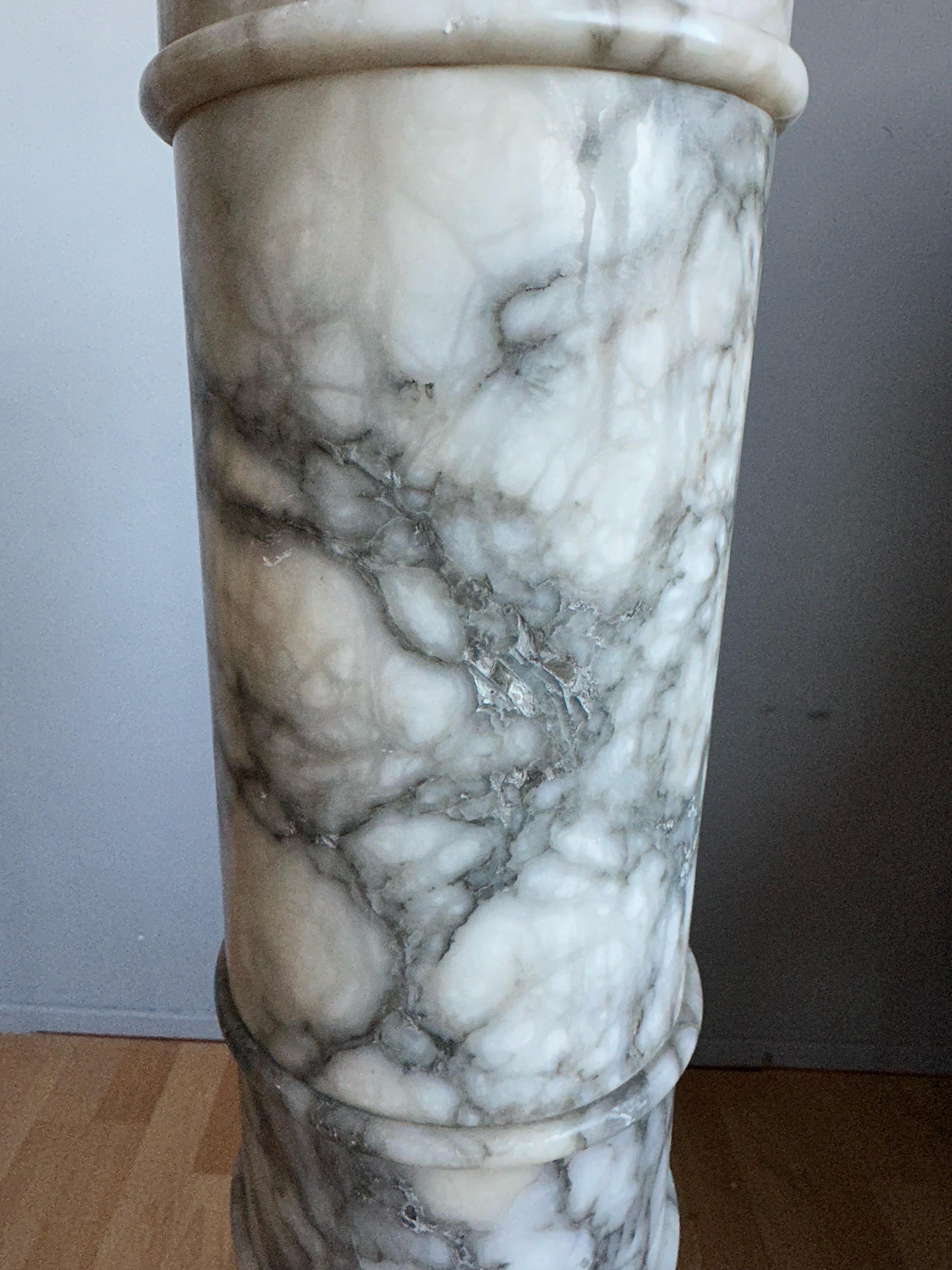 Classical Roman Stylish, Late 1800s Handmade Italian, Alabaster Column Pedestal or Plant Stand For Sale