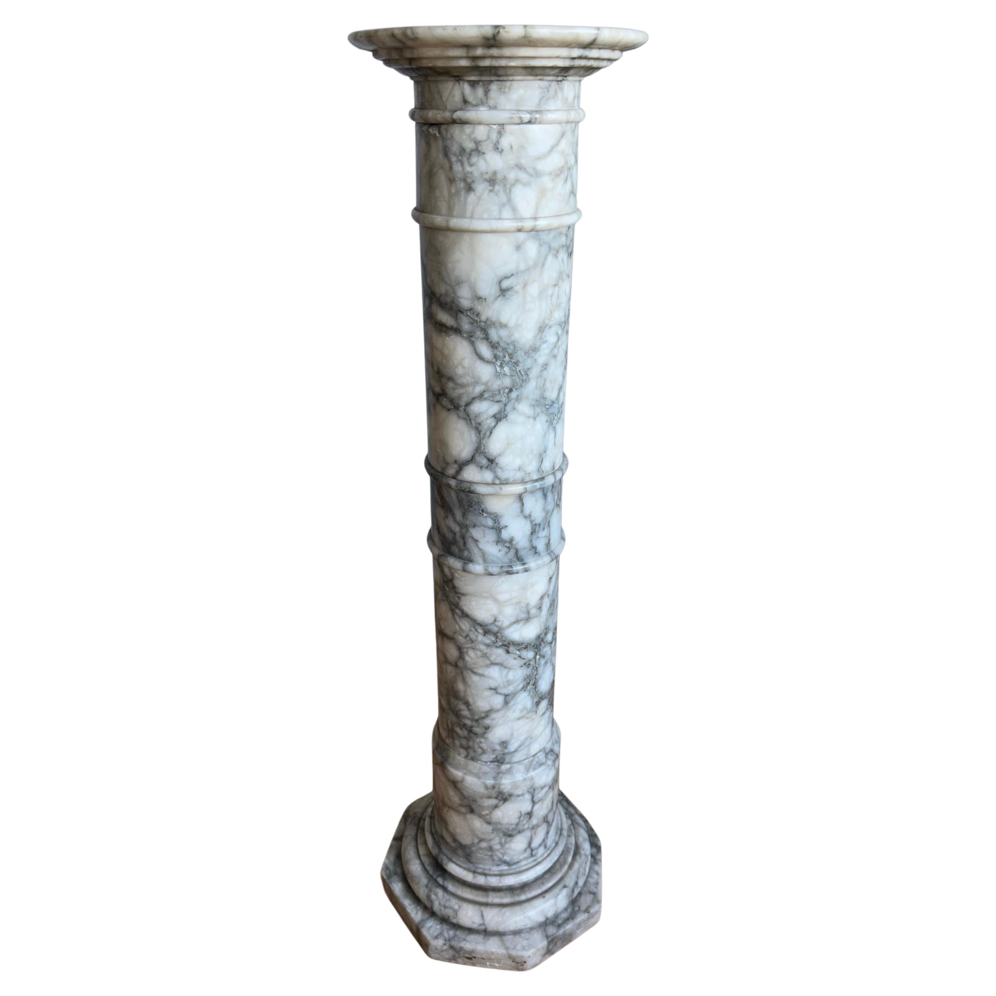Stylish, Late 1800s Handmade Italian, Alabaster Column Pedestal or Plant Stand