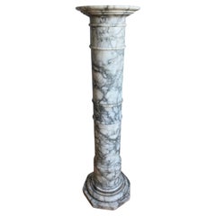 Antique Stylish, Late 1800s Handmade Italian, Alabaster Column Pedestal or Plant Stand