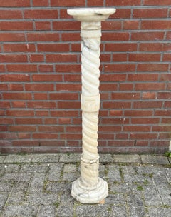 Stylish, Late 1800s Handmade Italian, Alabaster Column, Pedestal or Stand