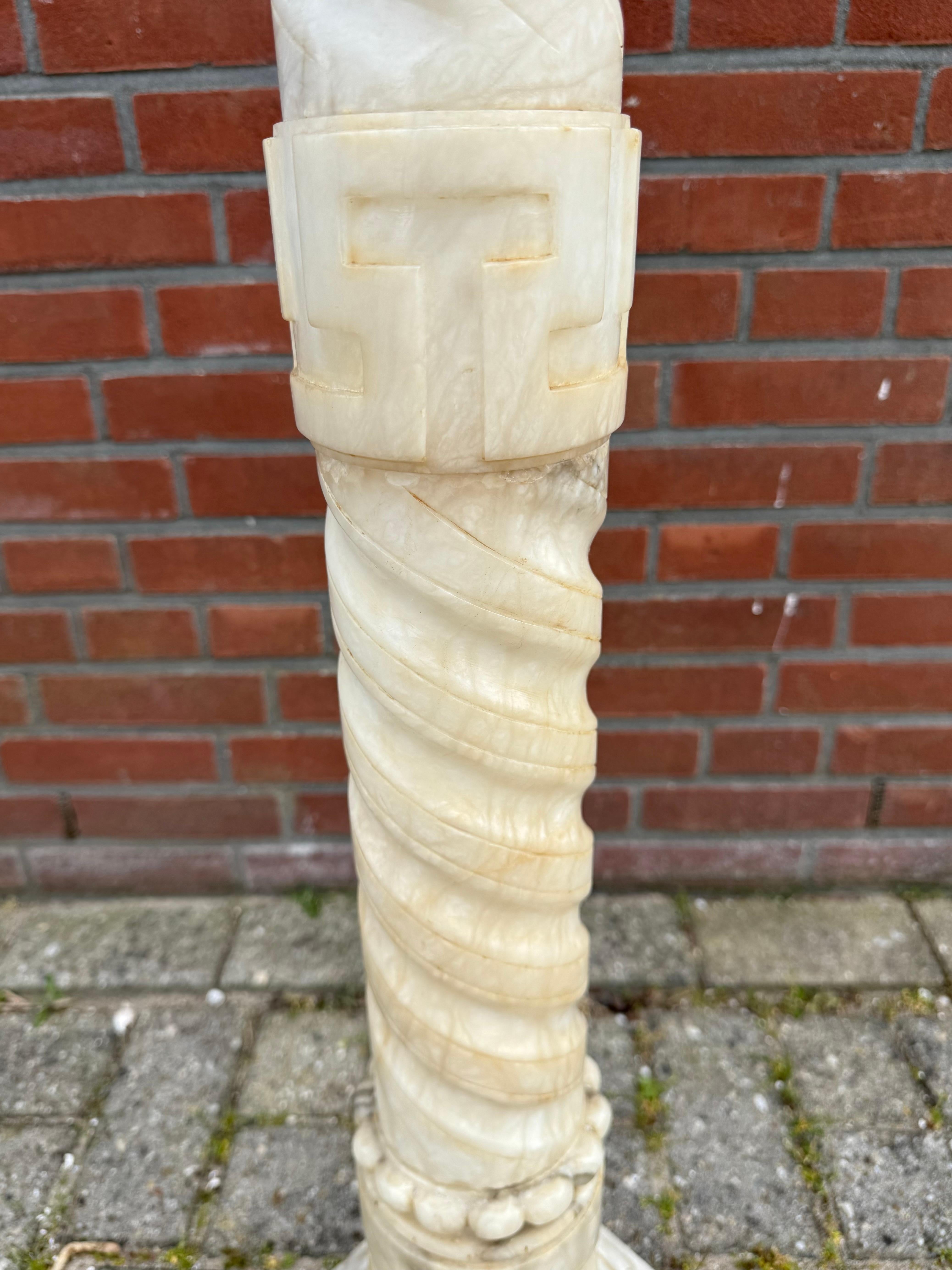 19th Century Stylish, Late 1800s Handmade Italian, Alabaster Column, Pedestal or Stand For Sale