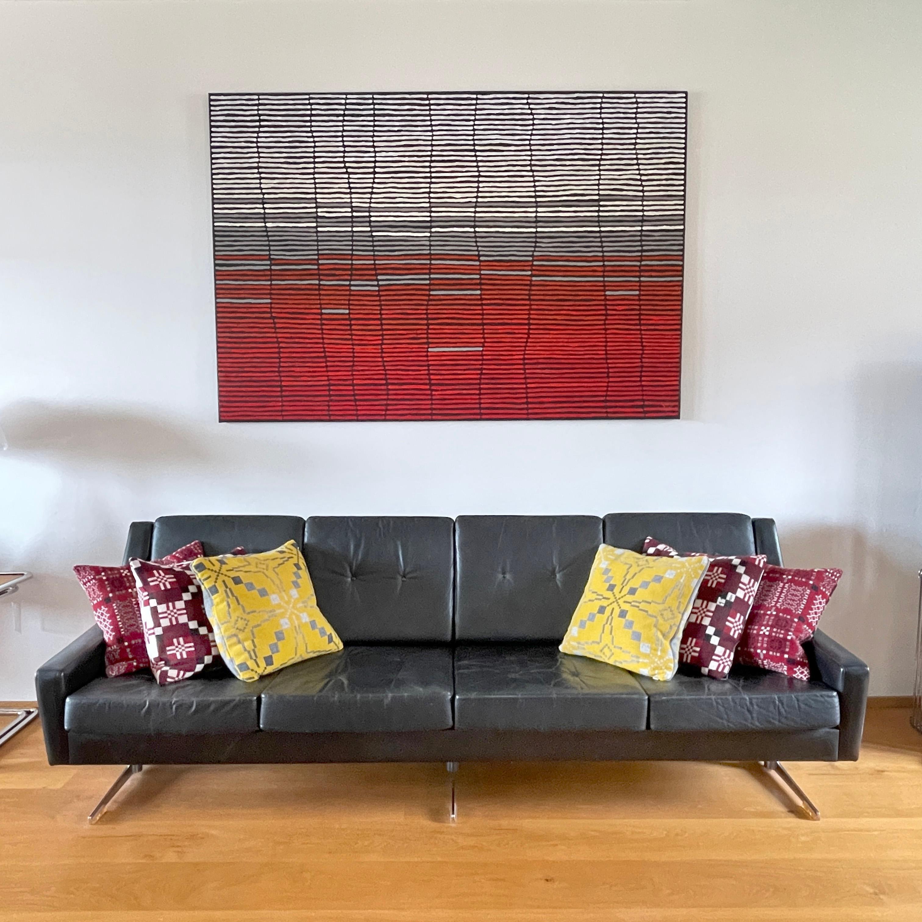 Canapé scandinave en cuir à 4 places de la fin des années 1960 et du début des années 1970 en vente 2