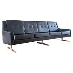 Canapé scandinave en cuir à 4 places de la fin des années 1960 et du début des années 1970