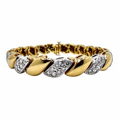 Stylish Late Twentieth Century Gold and Diamond Bracelet