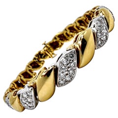 Stylish Late Twentieth Century Gold and Diamond Bracelet