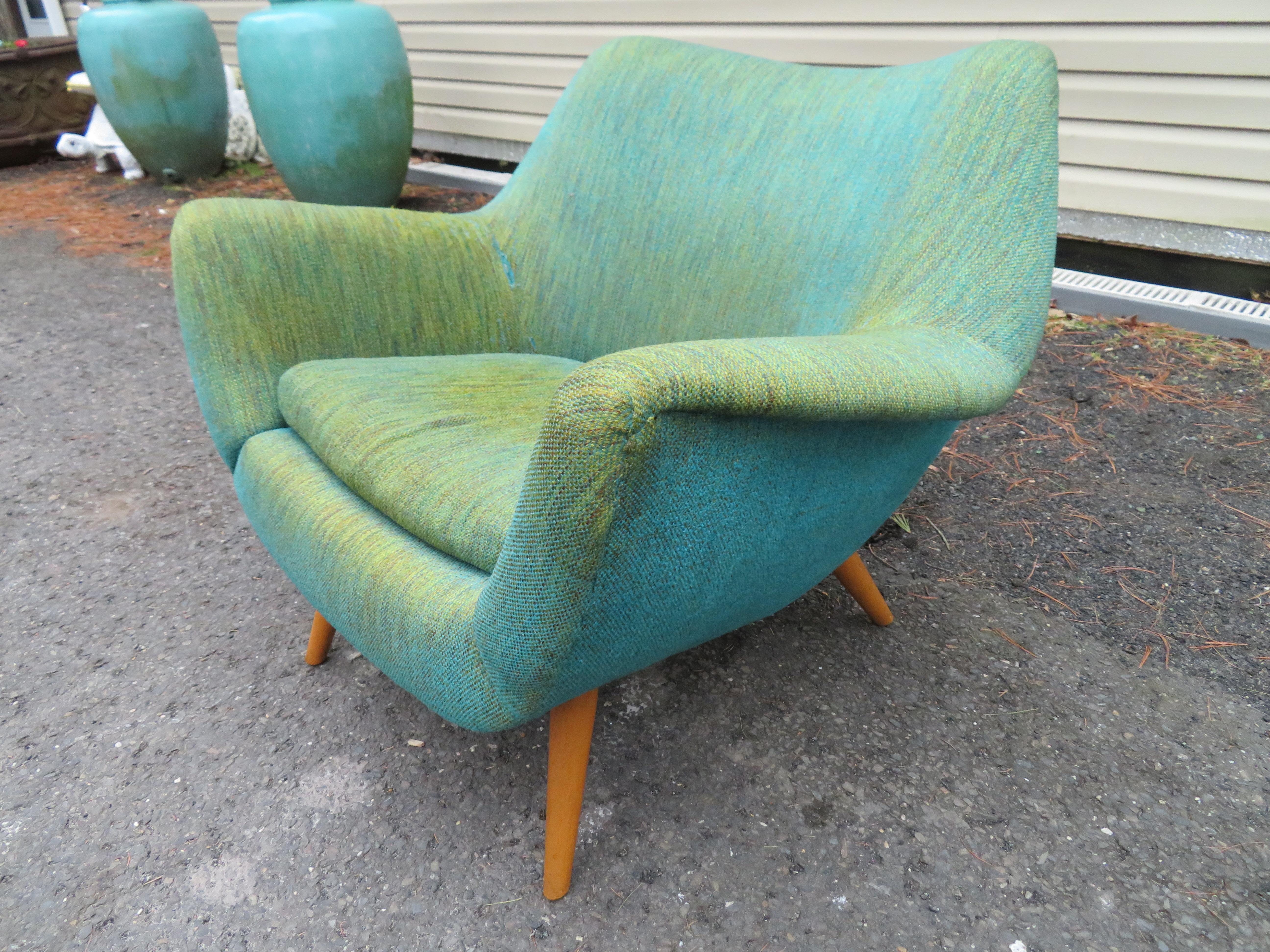 Stylish Pair Lawrence Peabody Barrel Back Tub Chair Selig, Mid-Century Modern For Sale 3