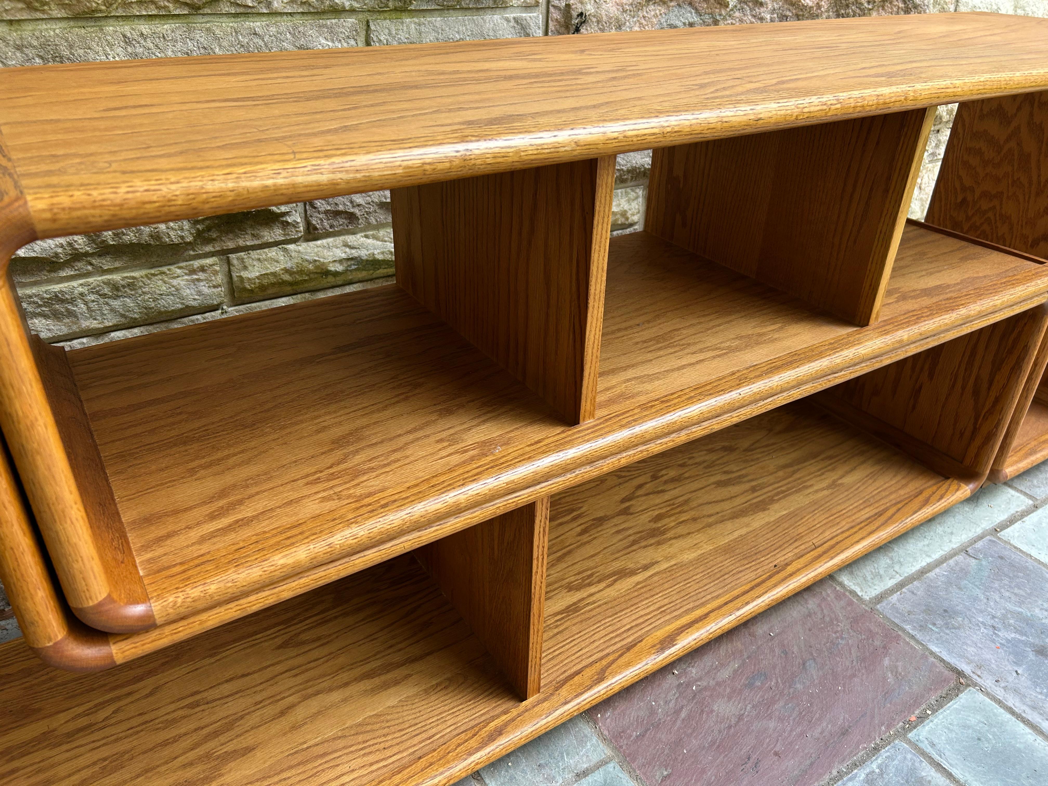 Stylish Lou Hodges 2 Piece Modular Wall Unit TV Console Shelf Mid-Century Modern For Sale 7