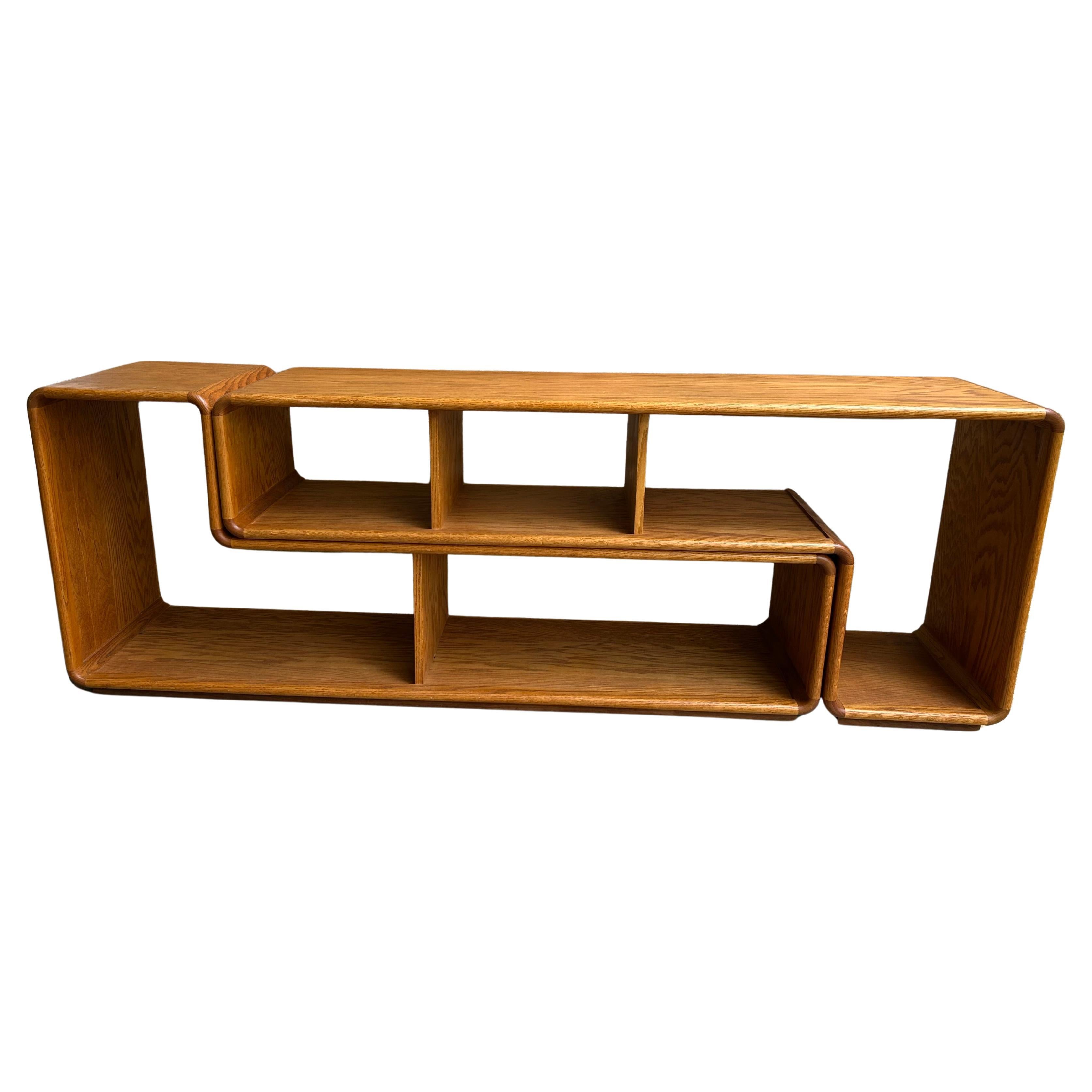 Stylish Lou Hodges 2 Piece Modular Wall Unit TV Console Shelf Mid-Century Modern For Sale