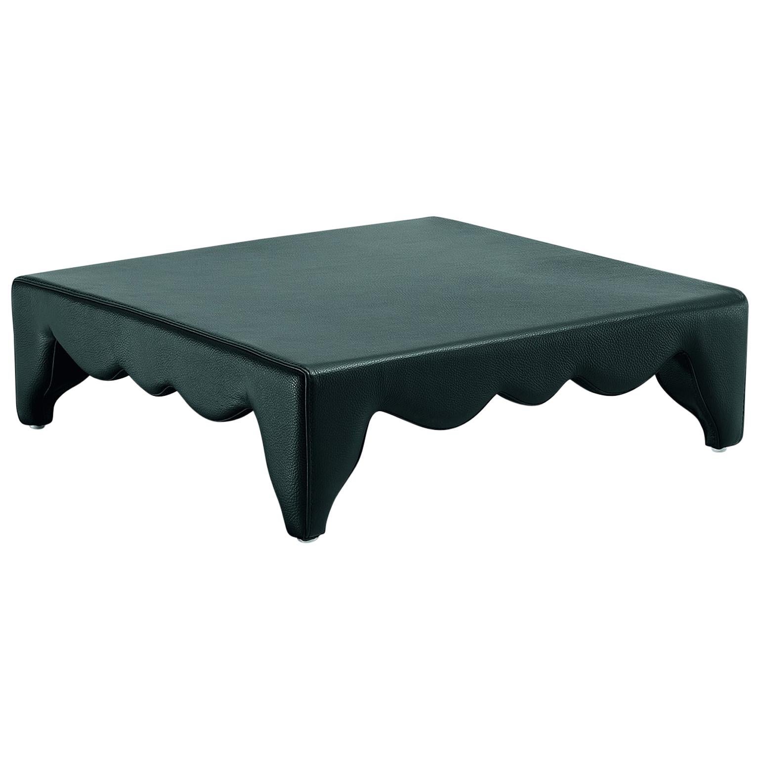 Stylish Low Square Coffee Table Leather Upholstered Customizable at 1stDibs
