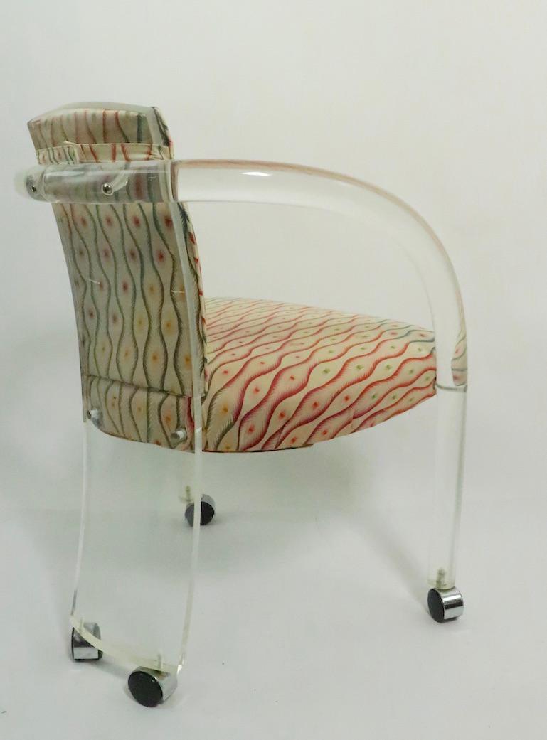 Upholstery Stylish Lucite Armchair in the Style of Charles Hollis Jones For Sale