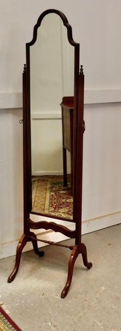 Stylish Mahogany Reprodux Cheval Mirror by Bevan & Funnell