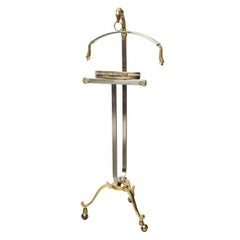 Stylish Maison Jansen Steel and Brass Gentleman Valet, Made in Italy