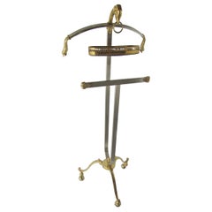 Used Stylish Maison Jansen Steel and Brass Gentleman Valet, Made in Italy