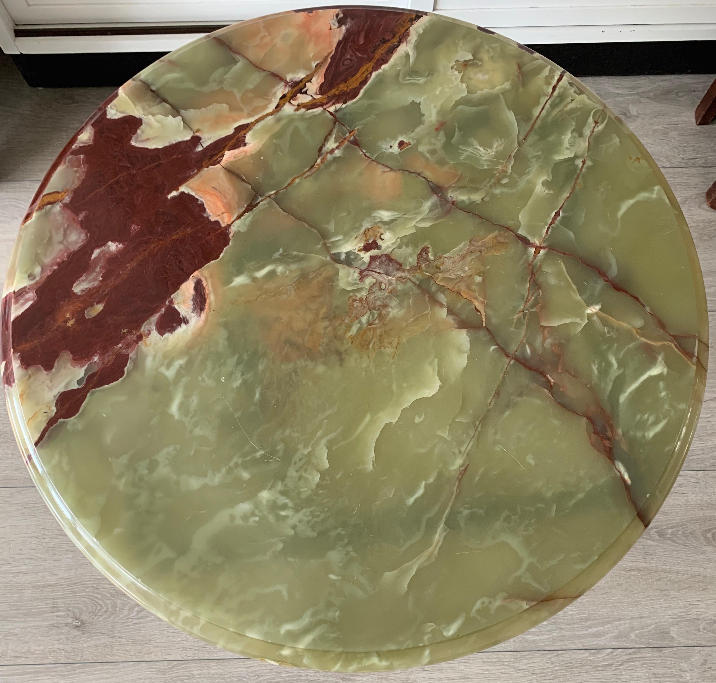 Stylish & Majestic Looking 1950s, Bronze and Green Round Top Onyx Coffee Table 6