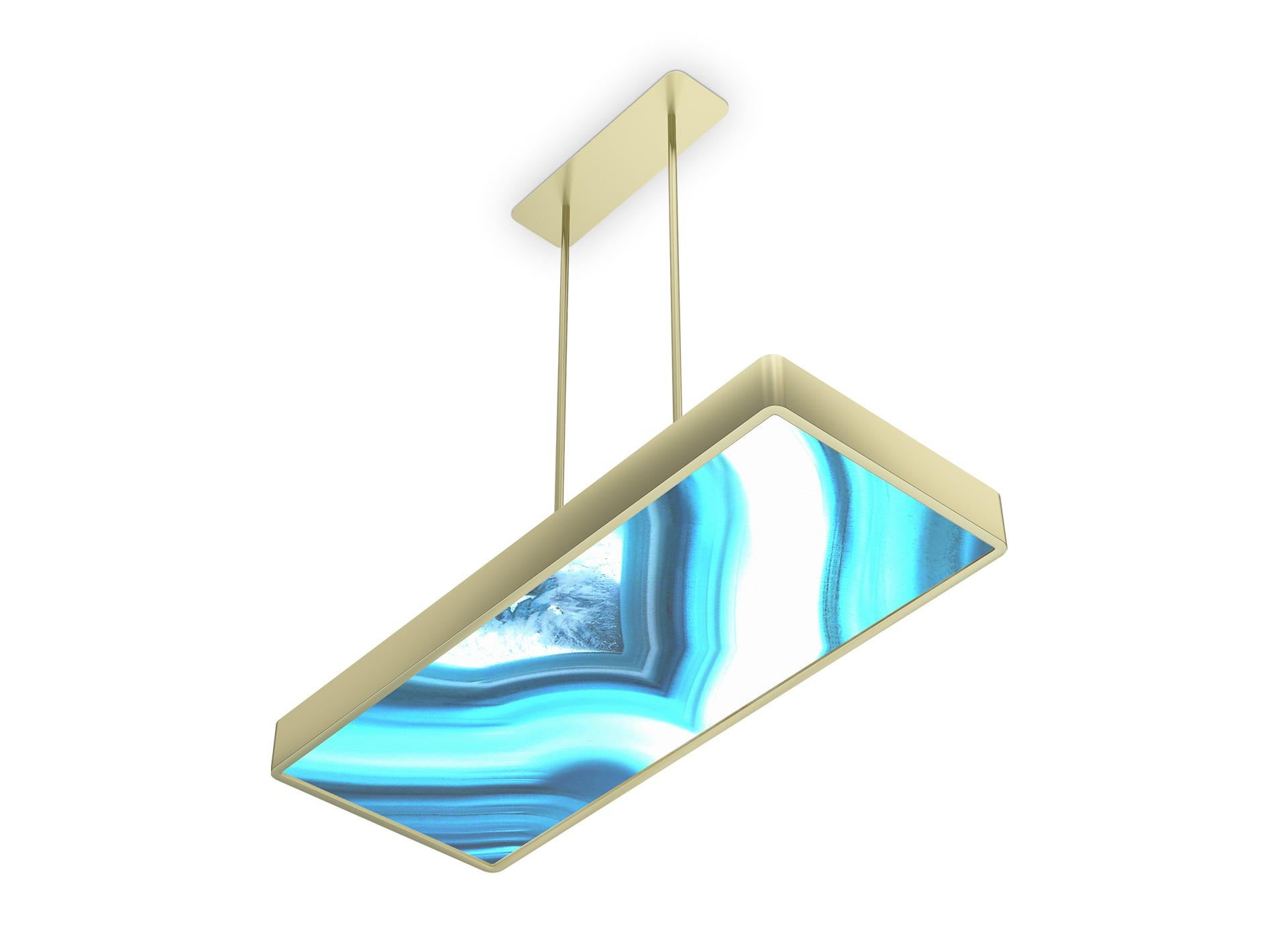 Moderne Plafonnier en métal élégant Finition Chamoagne Opalescent Vetrite en vente