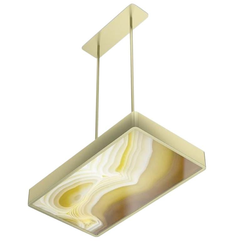 Stylish Metal Ceiling Lamp Champagne Finish Opalescent Vetrite