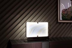 Stylish Metal Table Lamp Champagne Finish Opalescent Vetrite