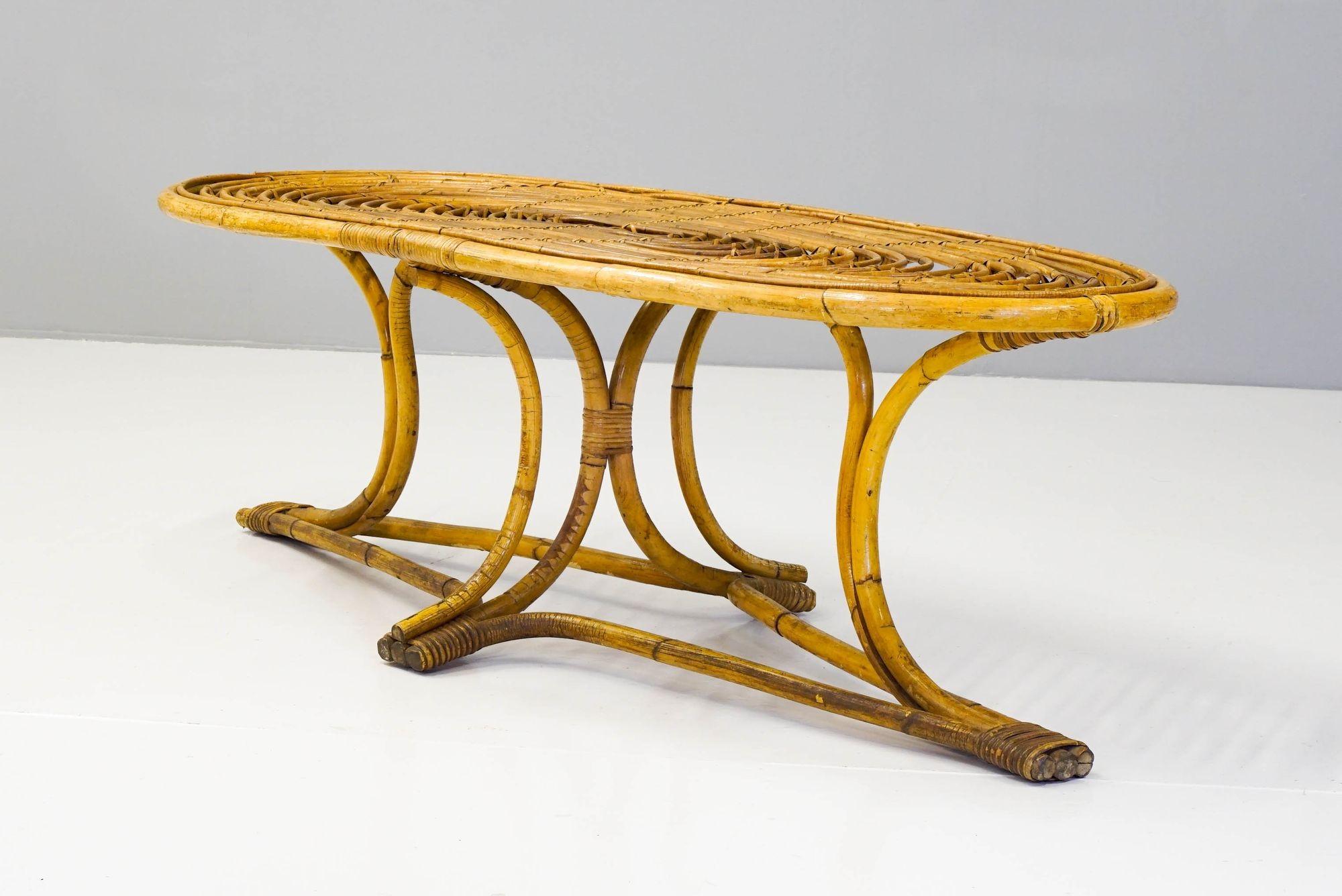 Bambou Table basse en bambou du milieu du siècle en vente