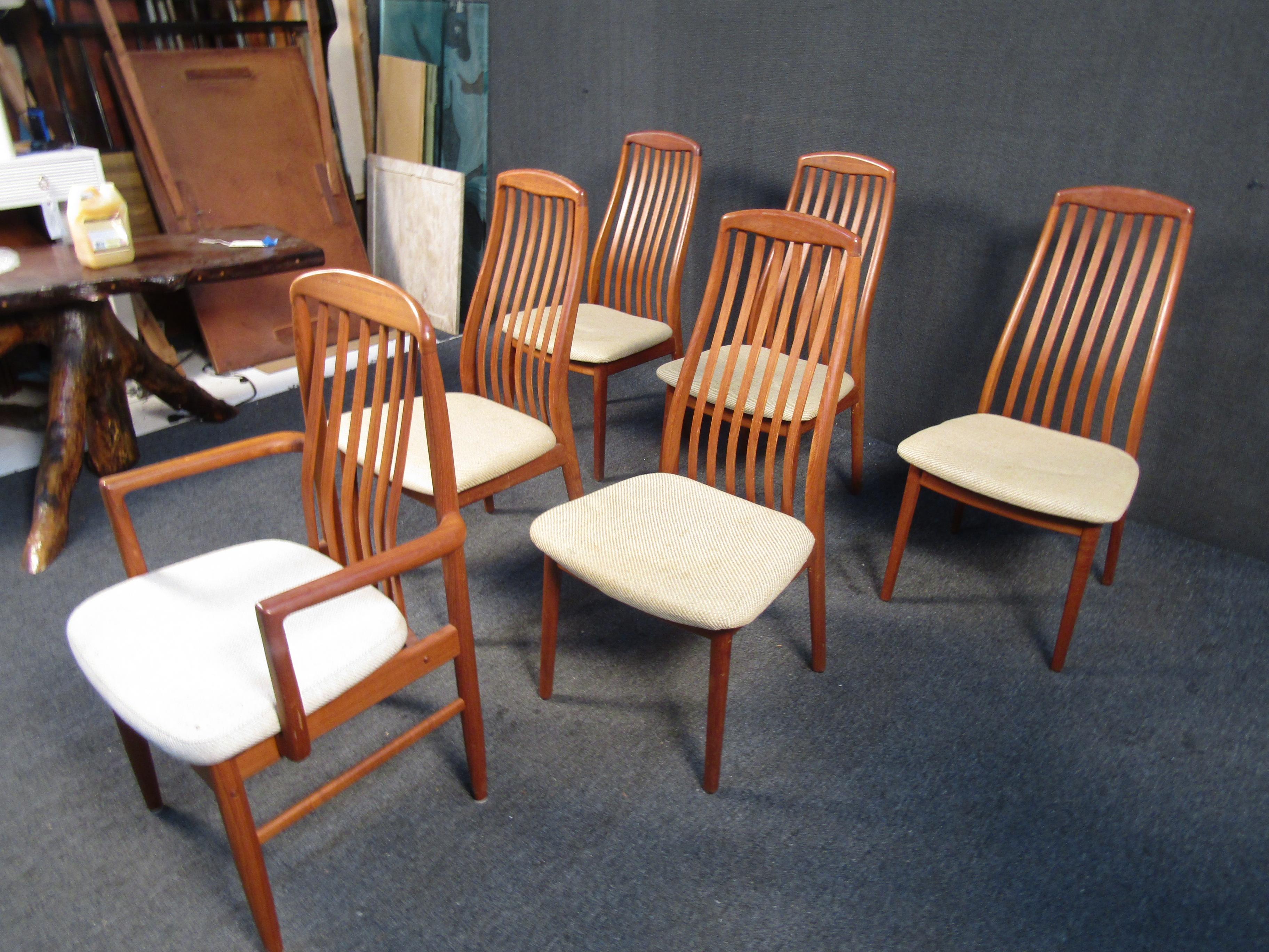 Fabric  Mid-Century Danish Dining Chairs by Preben Schou For Sale