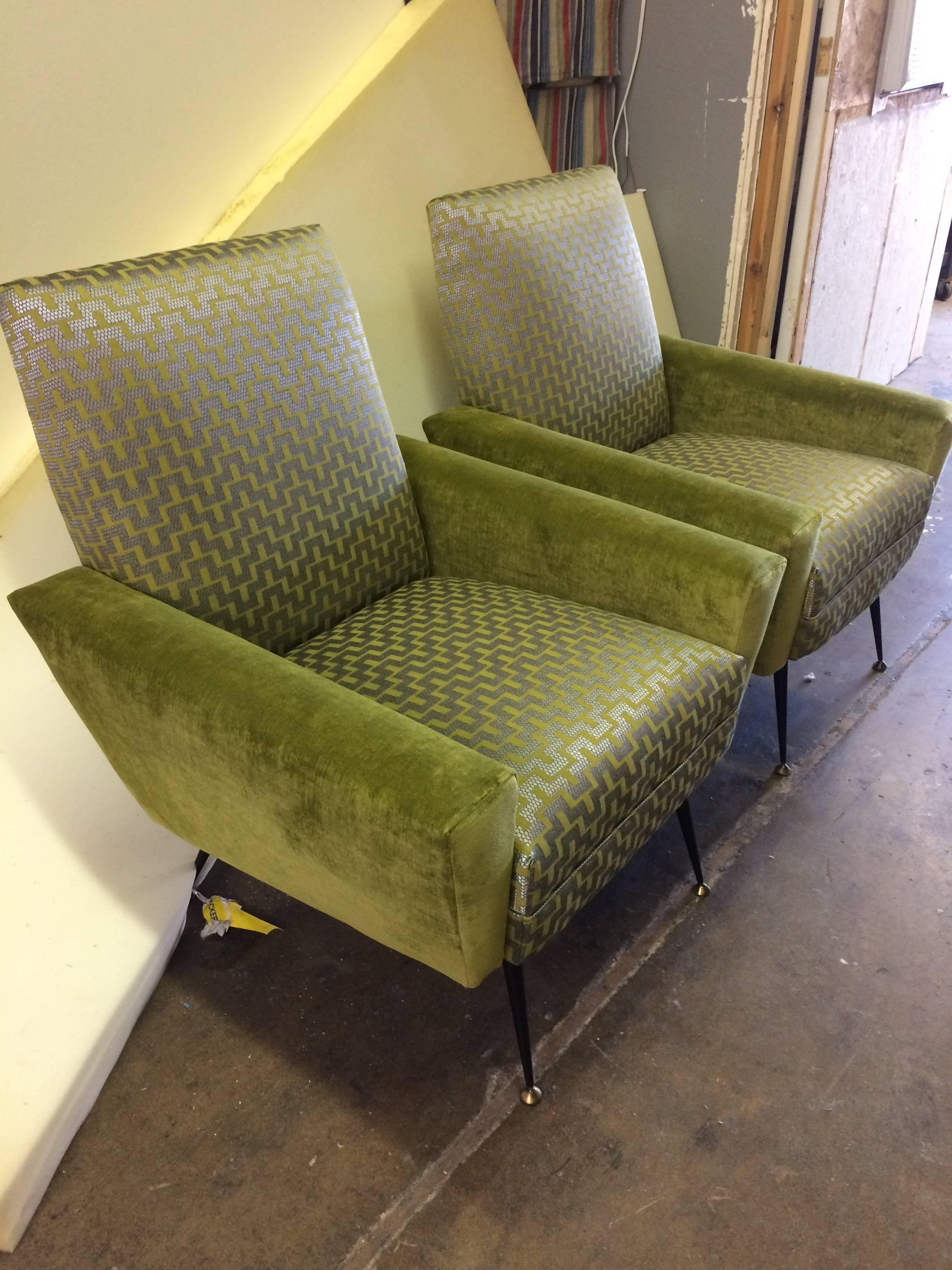 Midcentury Italian chairs by Gianfranco Frattini. New custom-made upholstery.