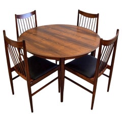 Stylish mid century Jatoba wood dining room set designed by Helge Sibast