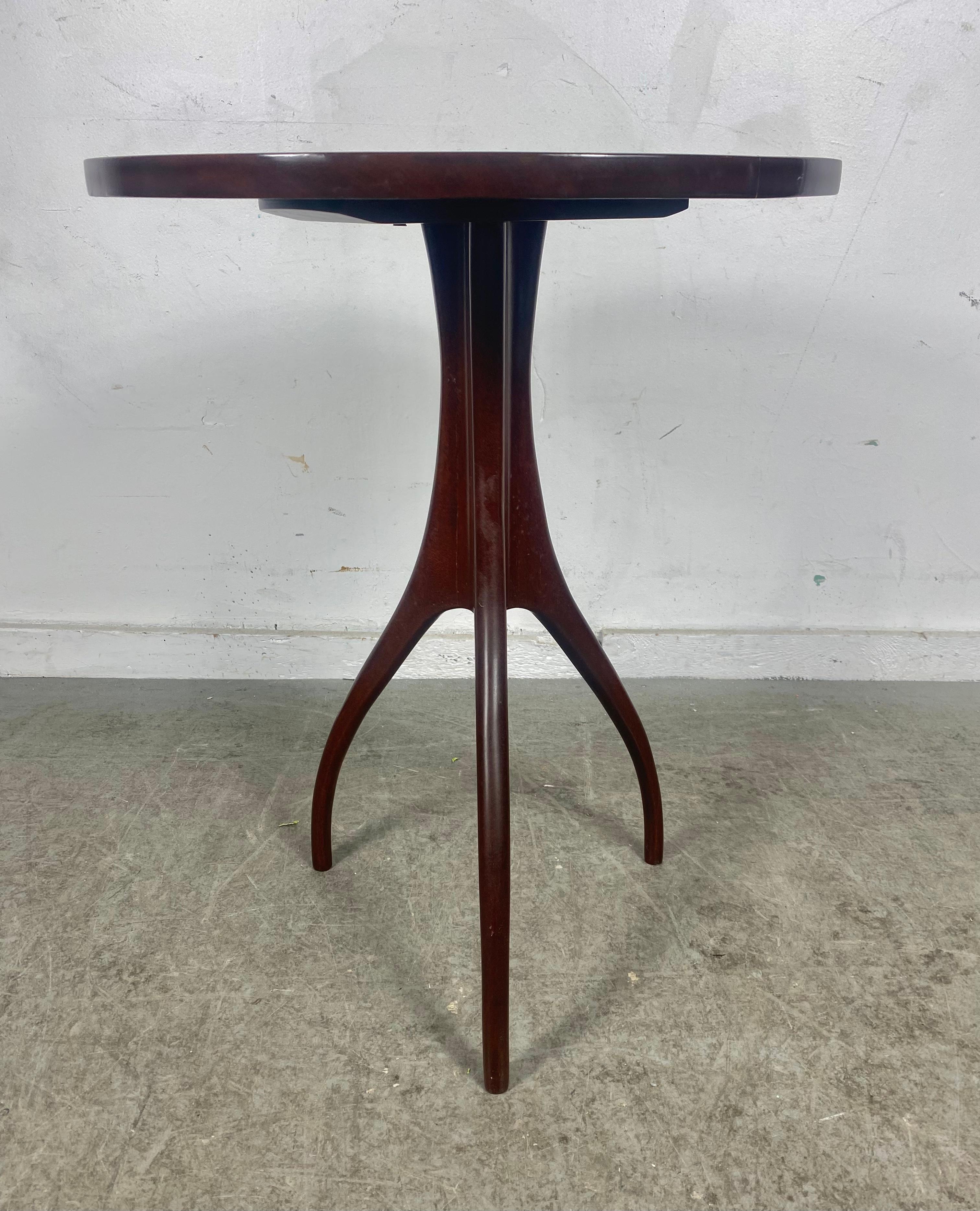 American Stylish Midcentury Mahogany Tripod Lamp Table / Stand Attrib to Edward Wormley For Sale