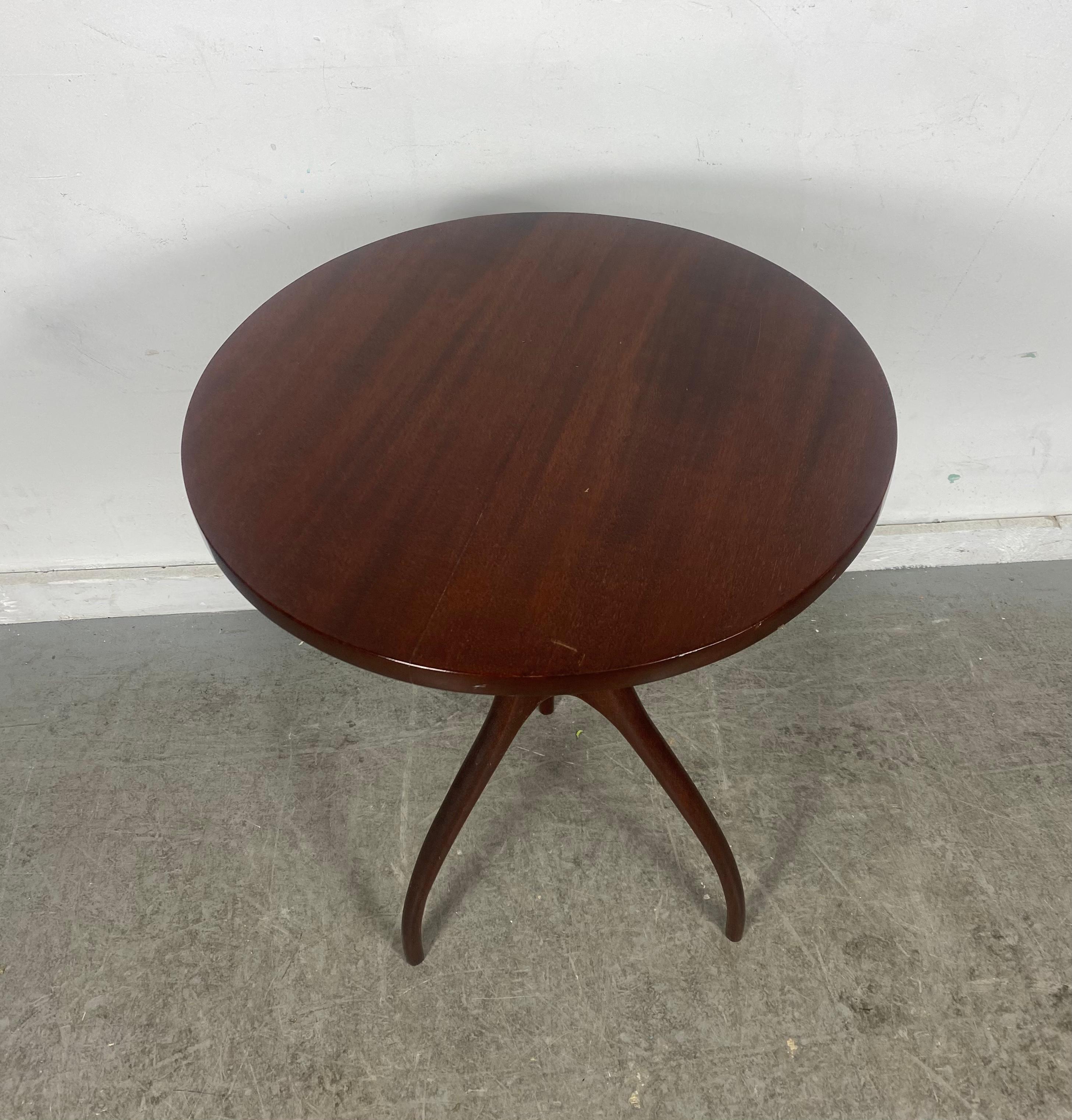 Stylish Midcentury Mahogany Tripod Lamp Table / Stand Attrib to Edward Wormley For Sale 2