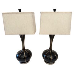 Stylish Mid Century Modern Black and Brown Table Lamps