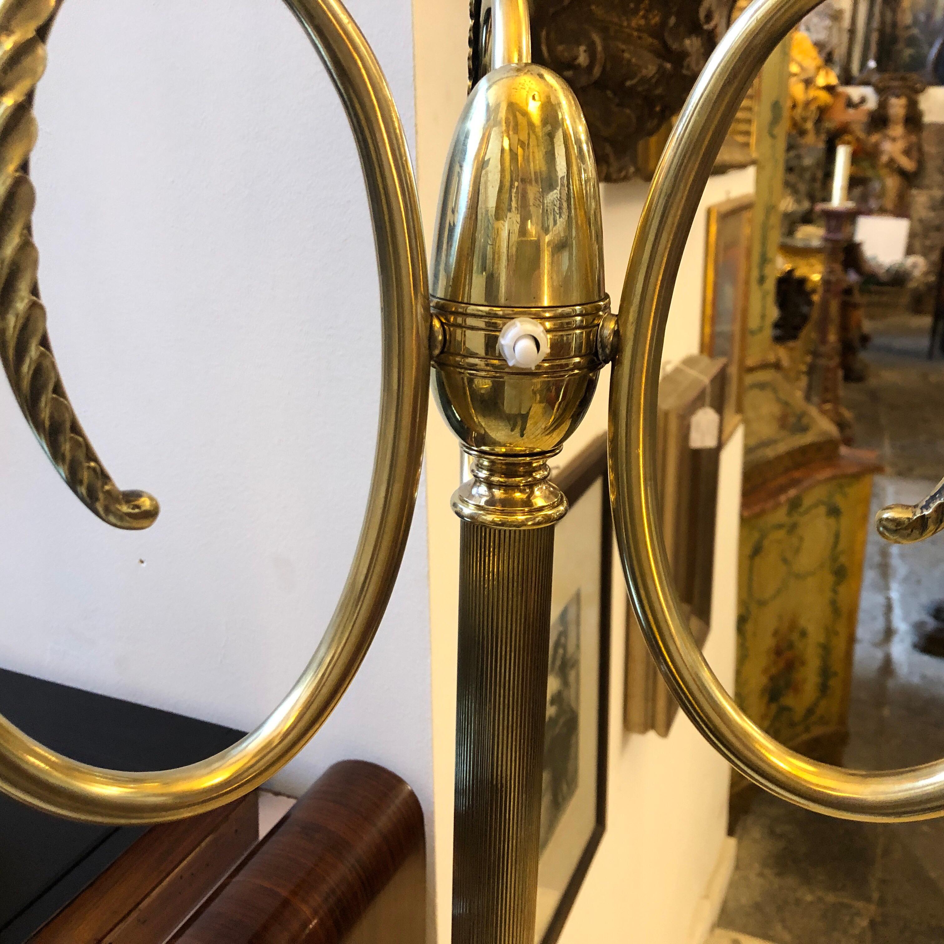 20th Century Stylish Mid-Century Modern Brass Italian Floor Lamp, circa 1950 For Sale