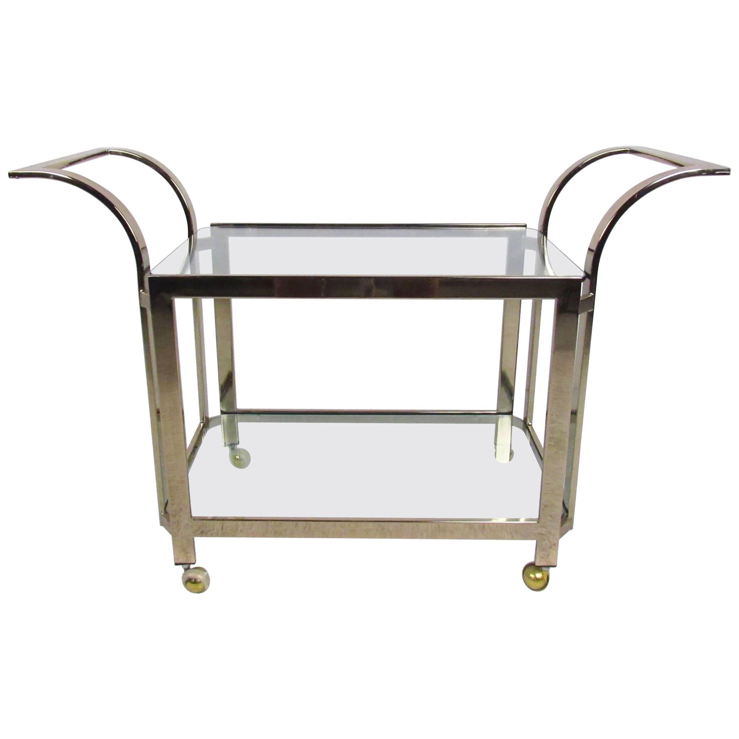 Elegante carrito de latón moderno de mediados de siglo