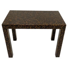 Stylish Mid Century Modern Faux Tortoise Parsons Shaped Side Table