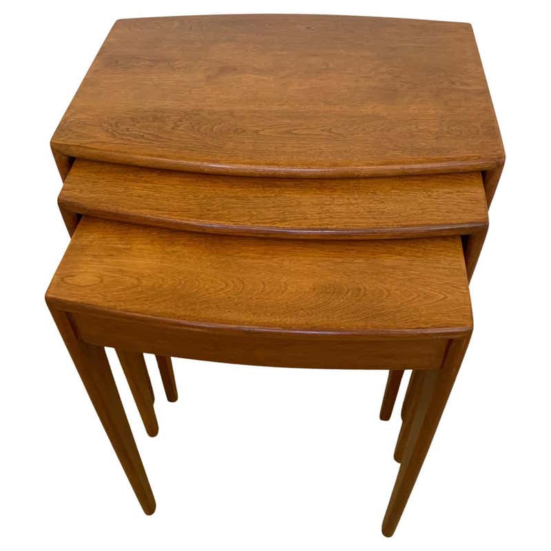 Chic Set of Danish Mid-Century Modern Triangular Nesting Tables at 1stDibs