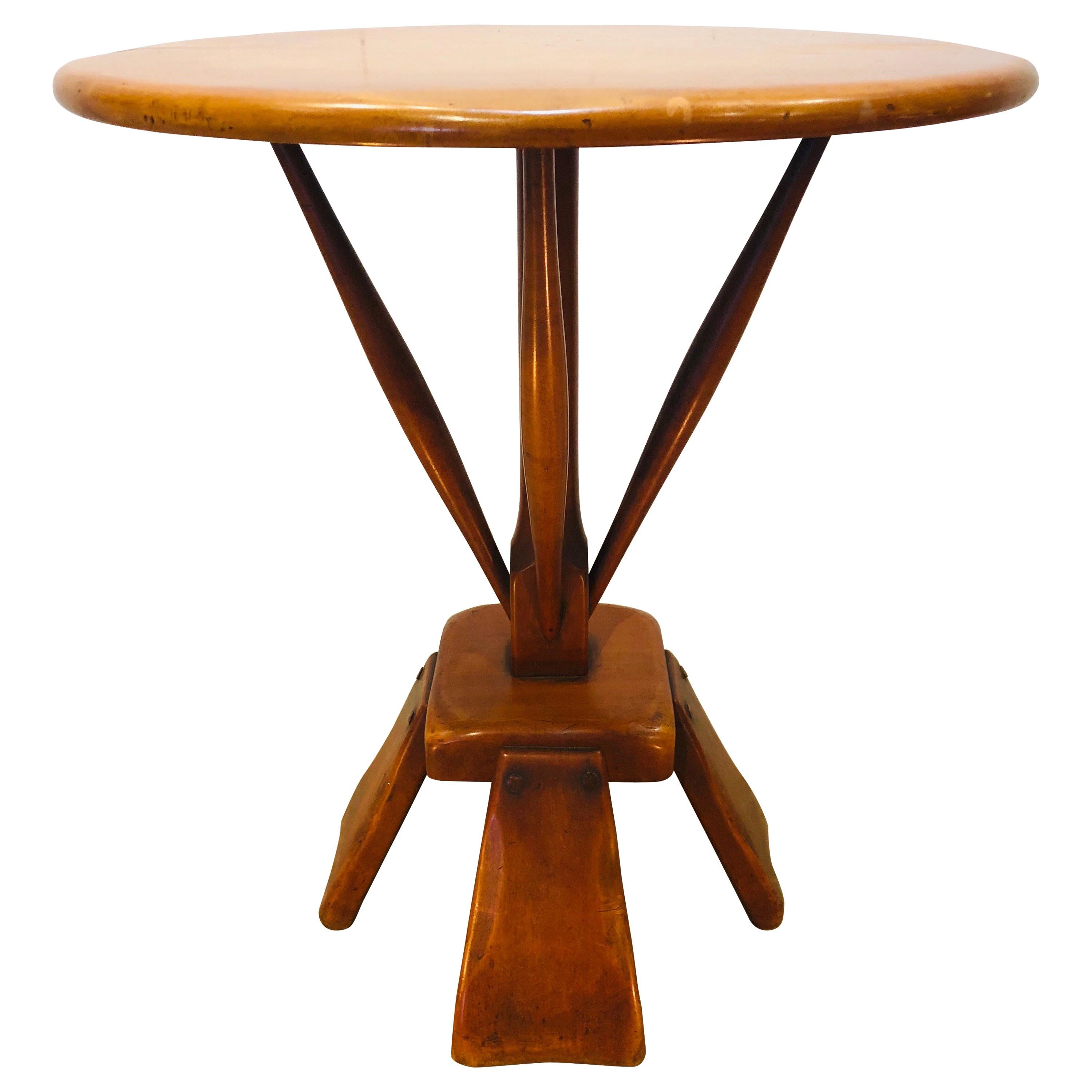 Stylish Midcentury Accent Wood Table For Sale