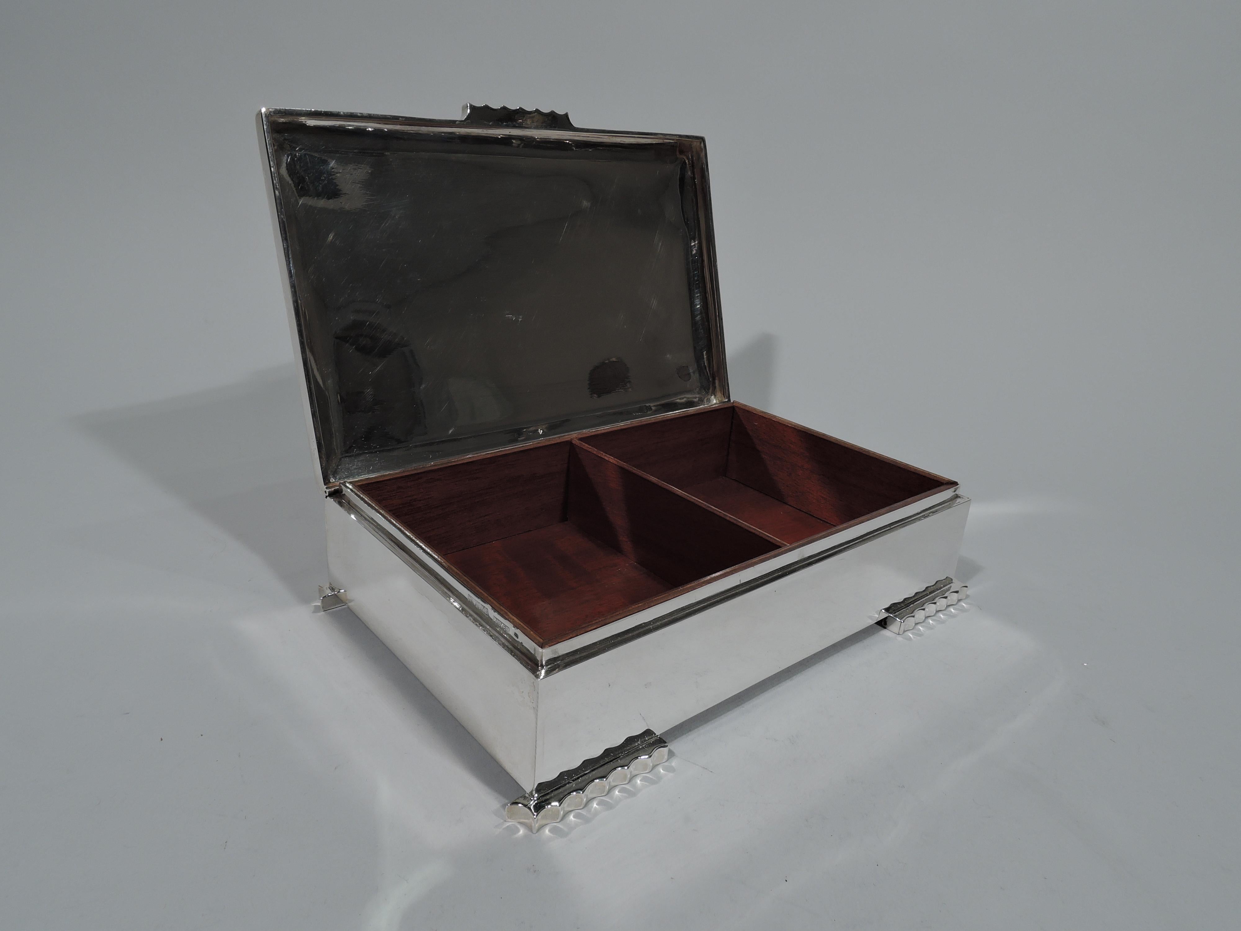 Stylish Mid-Century Modern Sterling Silver Box In Excellent Condition In New York, NY