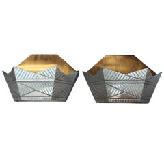 Stylish Midcentury Nickel-Plated Brass Wall Sconces, Four Pairs Available