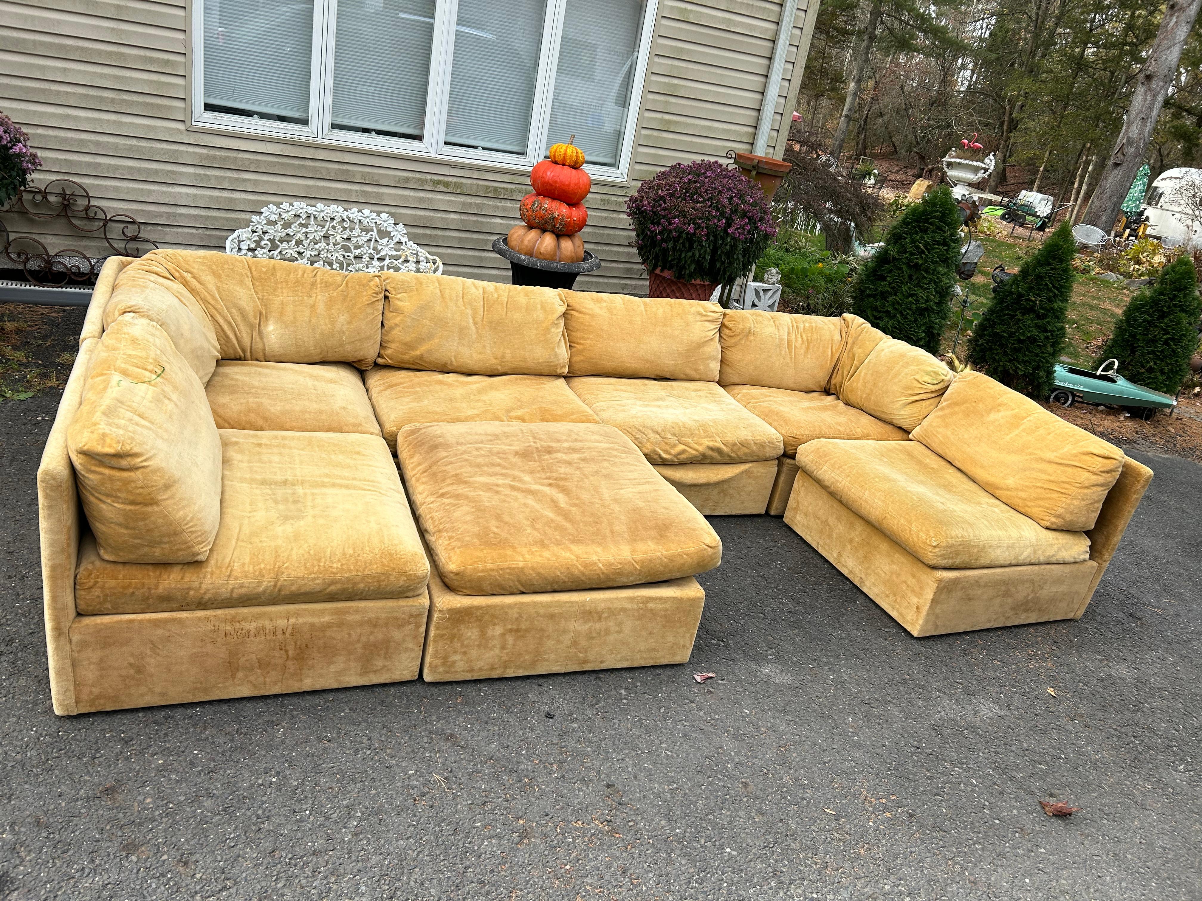 Stylish Milo Baughman Thayer Coggin 7 Piece Sofa Sectional Mid-Century Modern 13