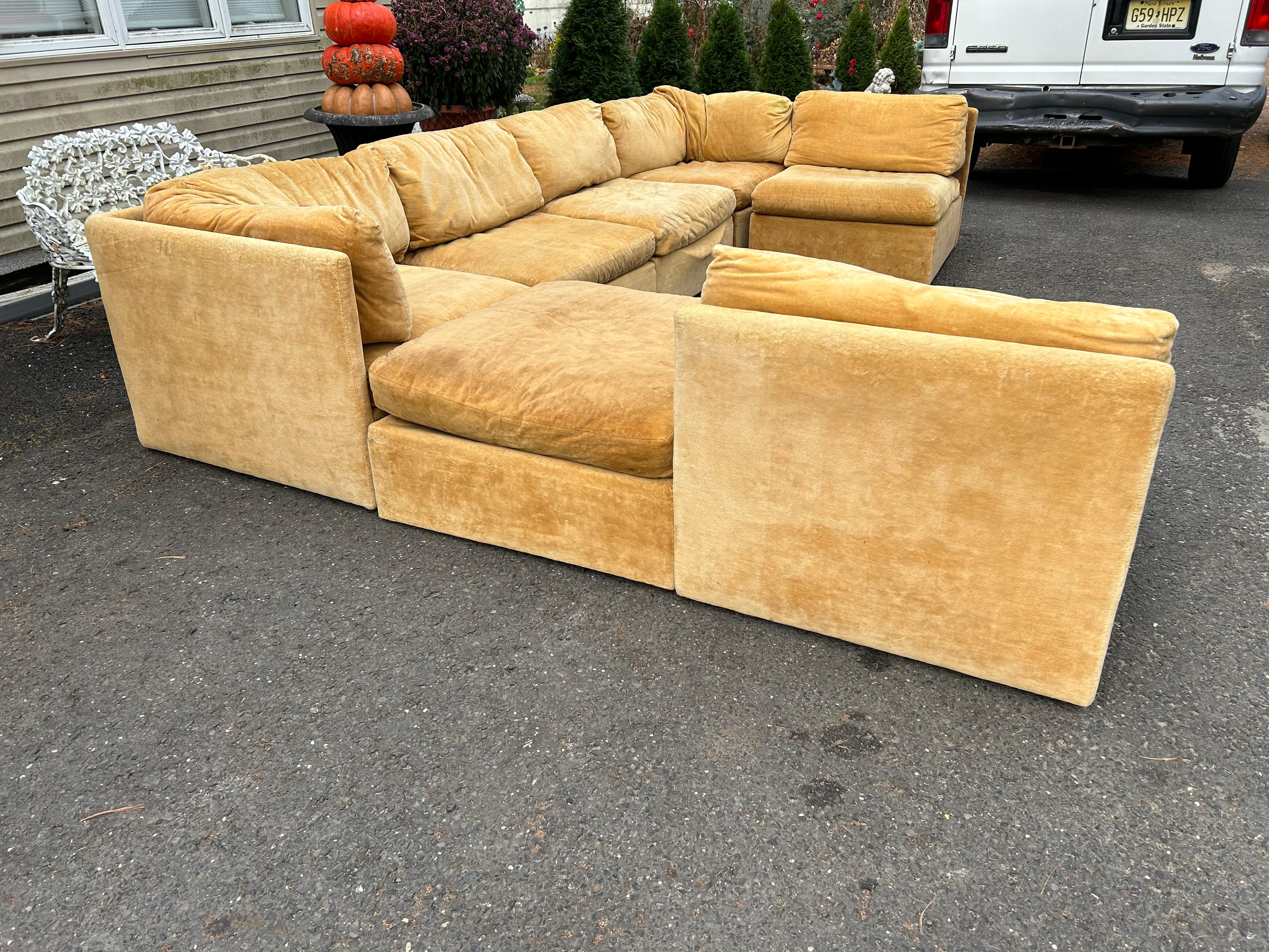 American Stylish Milo Baughman Thayer Coggin 7 Piece Sofa Sectional Mid-Century Modern