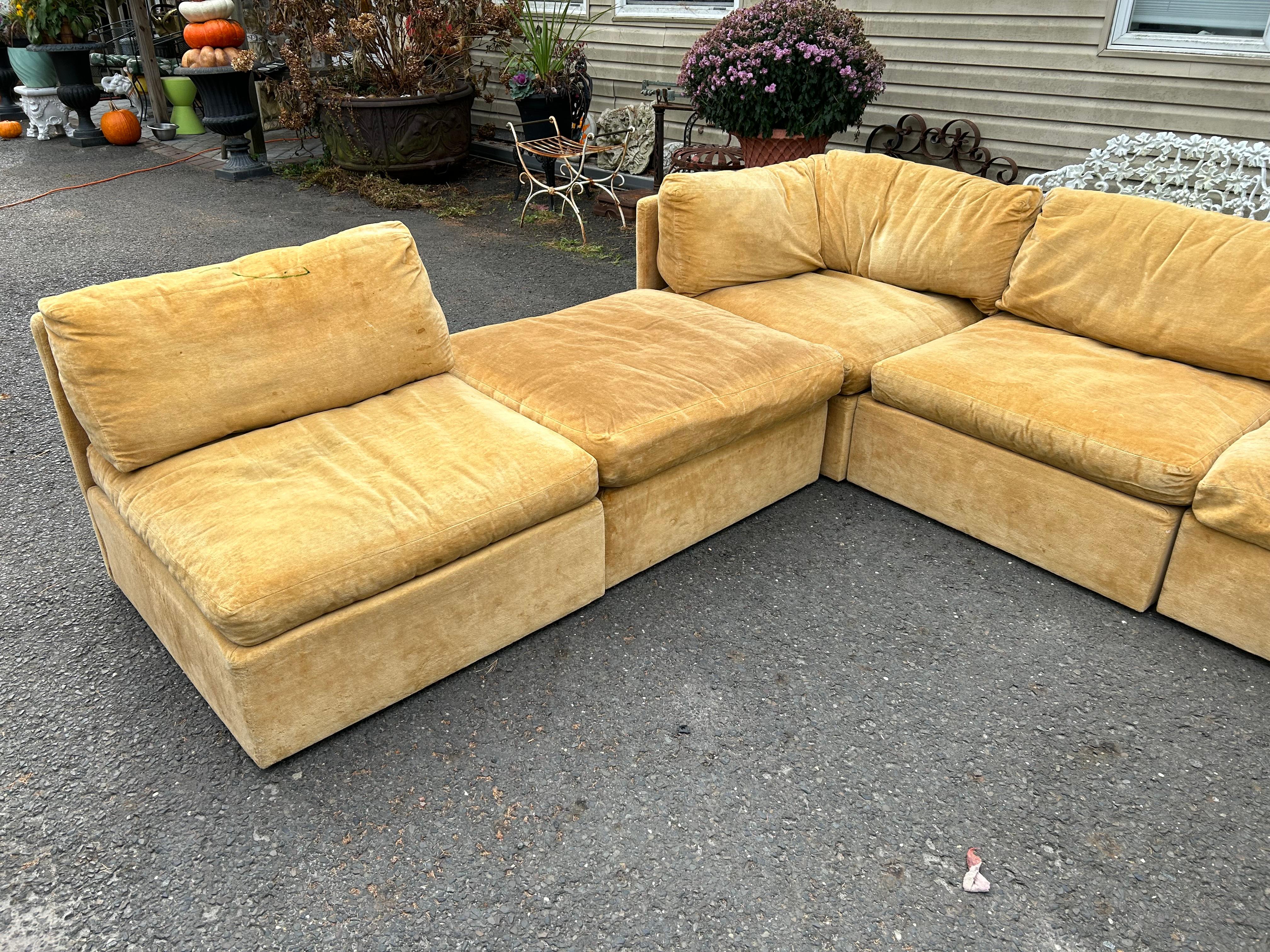 Late 20th Century Stylish Milo Baughman Thayer Coggin 7 Piece Sofa Sectional Mid-Century Modern