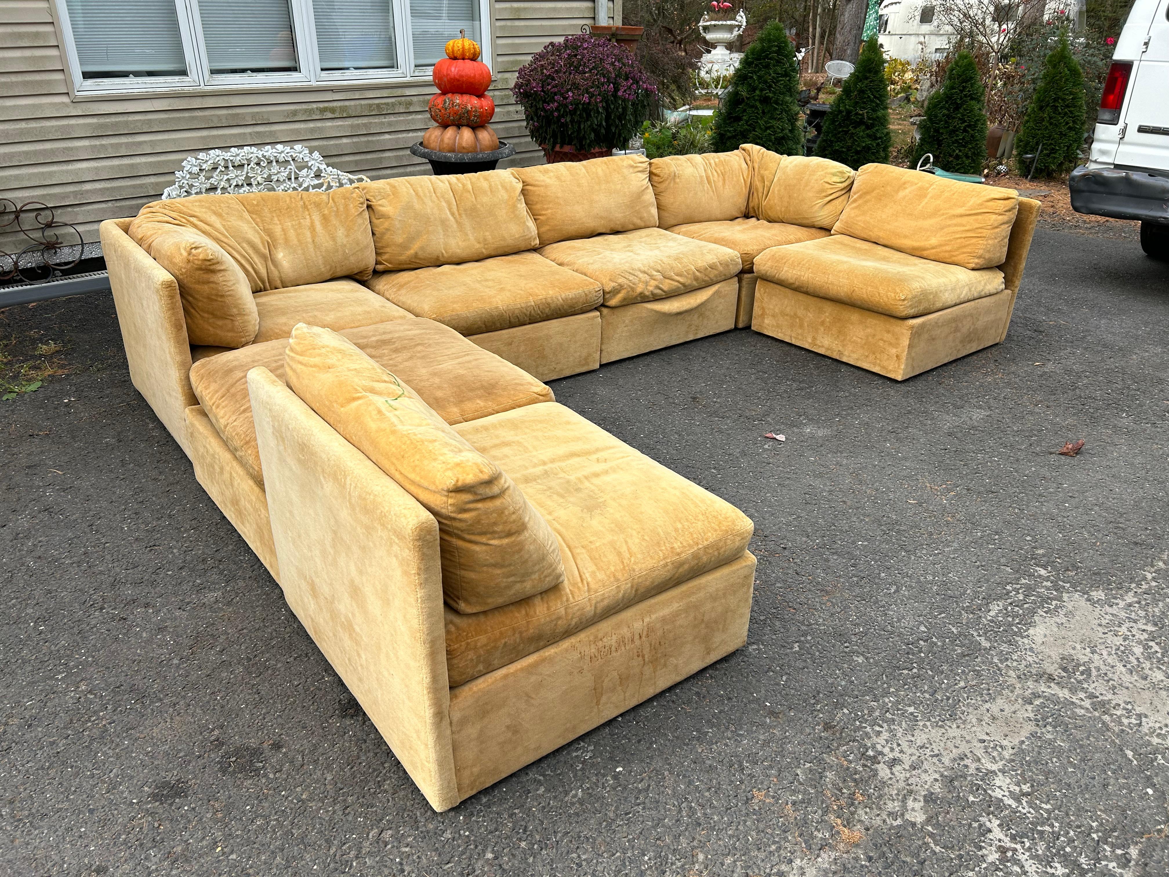 Upholstery Stylish Milo Baughman Thayer Coggin 7 Piece Sofa Sectional Mid-Century Modern